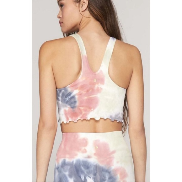 SPIRITUAL GANGSTER Amor Crop Tank Top Tie Dye Ribbed Lettuce Hem - Picture 6 of 6